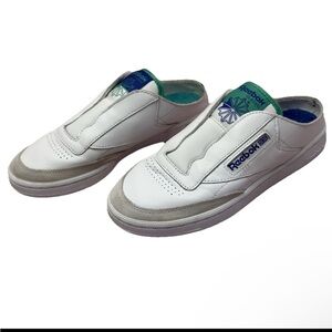 ✨ Reebok Mule Slip-On Sneakers Women’s 7.5 White/Green/Blue Unique Mismatch